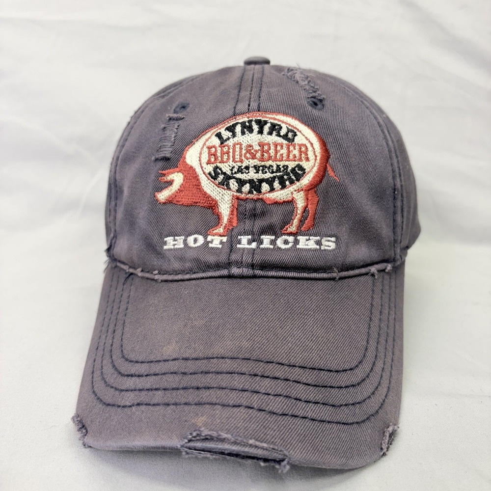 Lynyrd Skynyrd BBQ & Beer Hat Las Vegas Mens OSFM Gray Distressed Cap